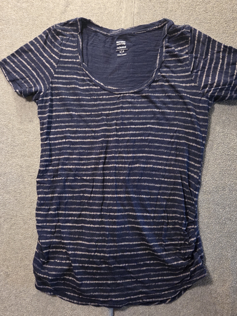 Old Navy Maternity Blue and White Striped Scoop Neck Tee Size S